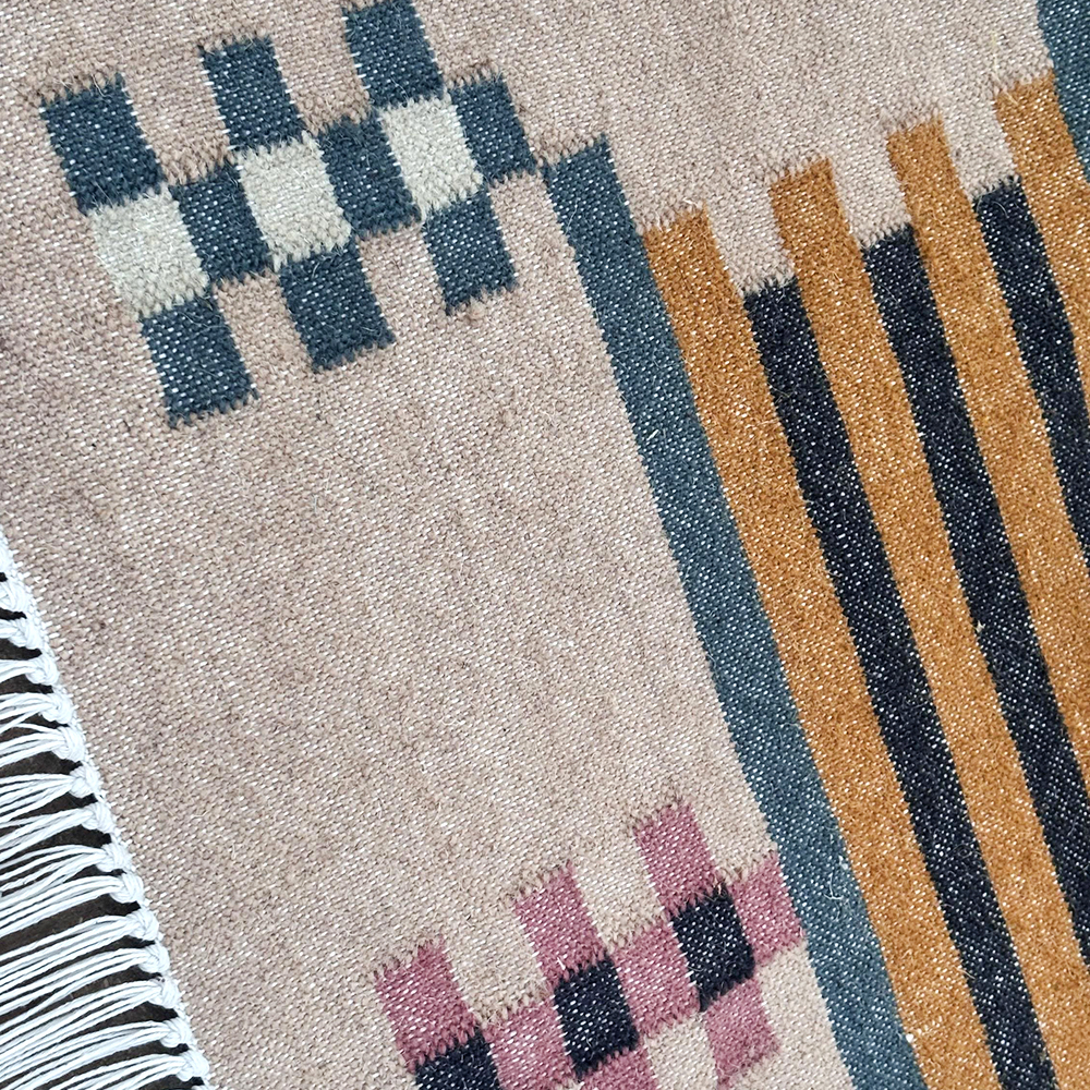 Handcrafted Wool Multicolor Vintage Dhurrie For Living